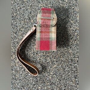 Longenberger Small Belt Clip Pouch. Color: Plaid Red Green Beige 4 in x 2 in.